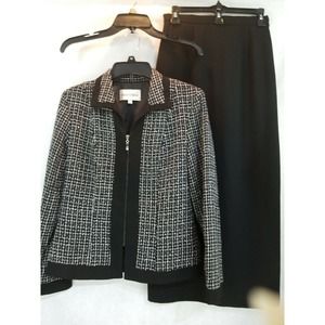 Danny  Nicole Skirt Suit Size 6 Black Tweed Blazer